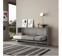 Armoire Lit escamotable - KANDO - Ciment - 1 place - 85x190 cm - Métal renforcé