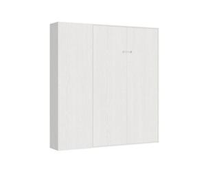 Armoire lit escamotable vertical 140 Kentaro avec colonne Frêne Blanc -