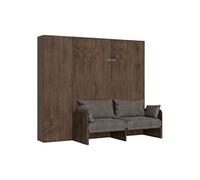 Armoire lit escamotable vertical 160 Kentaro Sofa avec colonne Noyer -