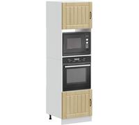 Armoire Lucca Sonoma pour four, en bois technique, avec pieds réglables, dimensions : 60 x 57 x 207 cm, grand compartiment pour four et micro-ondes