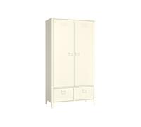 Armoire en métal 2 portes avec penderie blanche MAEVA