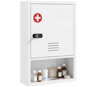 Armoire médicale - Armoire à médicaments avec serrure à combinaison et clé - Métal - Style moderne - Blanc