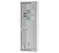 Armoire médicale - Armoire murale pour médicaments - Fermeture cier inoxydable - 3 étagères - Porte en verre de sécurité - 20x12x58 cm - Blanc