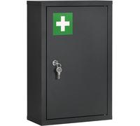 Armoire médicale avec 3 étagères et une serrure avec clés, armoire en acier, 30x14x46 cm, noire