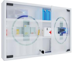 Armoire médicale | Dimensions env. H. 40 x W. 80 x D. 10 cm | Armoire de pharmacie verrouillable | Suspension | Armoire médicinale - Hustila L