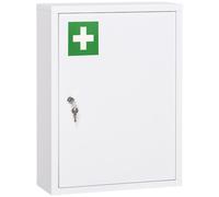 Armoire médicale Kleankin à 3 étagères avec serrure et 2 clés, en acier, dimensions : 40 x 15 x 53,5 cm, couleur : blanc