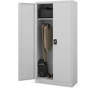 Armoire métallique 185 x 90 x 45 cm | Armoire de bureau verrouillable avec tringle à vêtements, revêtement époxy | Armoire de rangement, vestiaire, casier avec tringle à vêtements | Gris