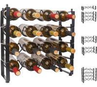 Armoire métallique 3-en-1 pour 16 bouteilles, à poser, pouvant servir d'armoire empilable ou d'armoire à fûts, noire.