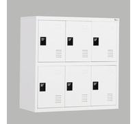 Armoire métallique, 6 portes, 90x90x40 cm, blanche, polyvalente