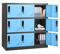 Armoire métallique à 9 portes, coffre de rangement en acier verrouillable, capacité de charge de 66 lbs, 2 clés par porte, casiers pour employés à 3 niveaux, adaptés aux bureaux, aux écoles et aux sal