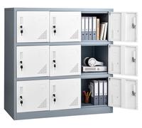 Armoire métallique à 9 portes, coffre de rangement en acier verrouillable, capacité de charge de 66 livres, 2 clés par porte, casiers pour employés à 3 niveaux, adaptés aux bureaux, aux écoles et aux