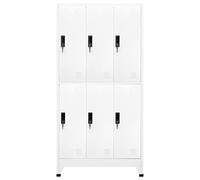 Armoire Métallique Blanche 90 x 45 x 180 cm avec Casiers Verrouillables | Acier durable, portes ventilées, cintres inclus, étiquettes de tri, usage école et bureau