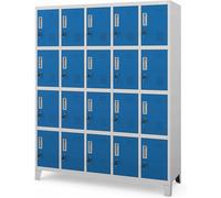 Armoire métallique pour 20 utilisateurs, verrouillable, dimensions : 172 x 136 x 45 cm. | Casier métallique pour 20 utilisateurs, avec compartiments verrouillables (capacité de 10 kg par compartiment)
