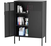 Armoire Metallique Rangement,Meuble Métallique Rangement à 2 Portes et 2 Étagères Réglables,Caisson de Bureau,Cadre en Acier,en Métal,Fermeture Magnétique,pour Bureau,Salon,40 x 80 x 120 cm,Noir
