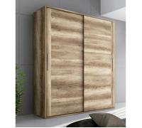 Armoire, meuble de rangement 2 portes coloris chêne vieilli - Longueur 180 x profondeur 55 x hauteur 207,6 cm