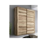 Armoire, meuble de rangement 2 portes coloris chene vieilli - Longueur 180 x profondeur 55 x hauteur 207,6 cm --