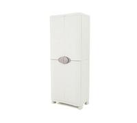 Armoire meuble de rangement 2 portes interieur/exterieur coloris beige - Longueur 70 x Profondeur 45 x Hauteur 184 cm --