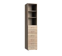 Armoire, meuble de rangement avec 2 étagères et 6 tiroirs coloris Imitation chêne -longueur 40 x hauteur 185 x profondeur 40 cm --