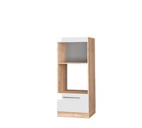 Armoire micro-ondes Fame-Line, 60cm ouvert, Blanc Haute brillance/Chêne de force doré, Vicco 38430