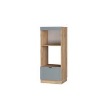 Vicco Armoire Micro-Ondes Fame-Line, Bleu Clair-Gris, 60cm | Façade en MDF · Coulisses métalliques à extension totale · Pieds réglables en hauteur · Poignées en métal