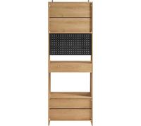 Armoire micro-ondes - FSB98-N - Armoire haute de cuisine - Avec panneau perforé - Avec chariot de cuisine - 60 x 170 x 40 cm - À monter soi-même - Jaune