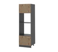Vicco Armoire Micro-Ondes R-Line, Chêne Artisan, 60cm | 2 Portes · ✓ Niche pour four · ✓ Niche pour micro-ondes · Pieds réglables en hauteur · Librement combinable