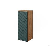Armoire midisch Irma, 30x81cm avec 1 tiroir, 2 compartiments, salle de bain, Vert/Chêne de force doré, Vicco 42865
