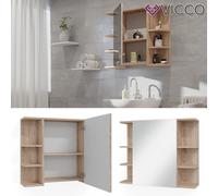 Vicco Armoire de Toilette Fynn, Sonoma, 79.6x64cm | avec miroir et étagères ouvertes pour montage mural