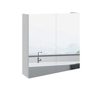 kleankin Armoire murale de salle de bain miroir placard de rangement 2 portes 3 niveaux étagère réglable 60 x 15 x 60 cm blanc