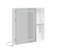 Armoire miroir de salle de bain murale blanche - SoBuy - LED intégrée - Prises européennes et port USB intégrés