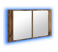 Armoire miroir de salle de bain - vidaXL - Bois ancien - 80x12x45 cm - Montage mural - Bandes LED multicolores