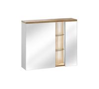 Armoire Miroir - GENERIQUE - BAHAMA WHITE 841 - 2 Portes - LED - 70x80x20 cm