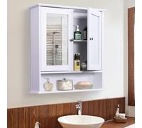 HomCom Armoire murale salle de bain 56L x 13l x 58H cm double porte miroir étagères réglables Gris