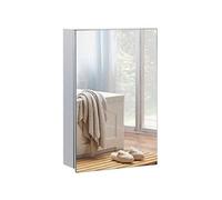 kleankin Armoire Miroir de Salle de Bain en Acier inoxydable armoire Murale de Toilette avec 1 Porte Miroir et 2 étagères dim. 39L x 12l x 60H cm