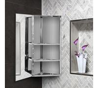 HOMCOM Armoire Miroir Salle de Bain Armoire de Toilette Murale Meuble d'angle 2 étagères dim. 30L x 18,4l x 60H cm Acier INOX.