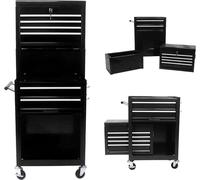 Armoire mobile avec coffret à outils, 6 tiroirs, en acier robuste. Armoire à outils amovible avec 4 roulettes, dont 2 verrouillables, idéale pour un garage, un atelier ou un espace de réparation. Coul