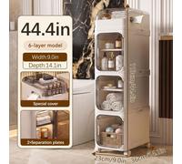 Armoire mobile sur roulettes - JFG-ZD4C-BAI - 4 niveaux - Empilable - Plastique PP/PS sans BPA - Porte transparente - Idéale pour le rangement à domicile