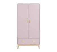 Armoire Mobili Rebecca Amchor 175 x 80 x 55 cm, MDF pin, rose et marron, style scandinave, à monter