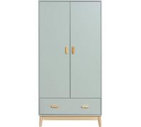 Armoire Mobili Rebecca Kala 175 x 80 x 55 cm, MDF pin, vert aqua et marron, style scandinave, à monter