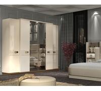 Armoire moderne à 6 portes avec miroir et poignées design
