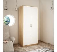 Armoire moderne étroite 85 cm - 2 portes, 1 tringle, 1 étagère - Meuble de rangement - Armoire polyvalente - Sonoma et Blanc