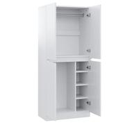 Armoire moderne - Rangement - 70 x 40 x 170 cm - Double porte - Petit compartiment - Bois - Blanc