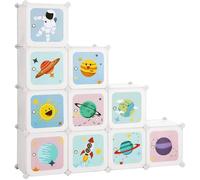 Armoire Modulable Enfant - SONGMICS - 10 Cubes - Blanc - Motifs Stellaires - 123 x 31 x 123 cm