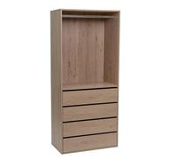 Armoire modulaire avec Barre et 4 tiroirs en PB en Naturel