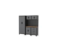 Armoire modulaire Meubles d'atelier Garage L1.95m HT 2.00m 8 Eléments Modulables Gris Anthracite Pré-montés VITO