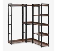 Armoire Modulaire Ouverte d'Angle 3 Pièces avec Portemanteau en Acier et Bois Ariaster Noir