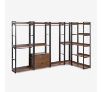 Armoire Modulaire Ouverte D'angle 5 Pièces En Acier Et Bois Ariaster Noir Noir