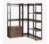 Armoire Modulaire Ouverte d'Angle de 3 Pièces avec Tiroirs en Acier et Bois Ariaster Noir