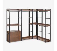 Armoire Modulaire Ouverte D'angle En 4 Pièces En Acier Et Bois Ariaster Noir Noir