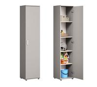 Armoire multi-rangement - 1 porte 4 étagères - Armoire de bureau - Dimensions 40x35x184 cm - Meuble de rangement - Cachemire